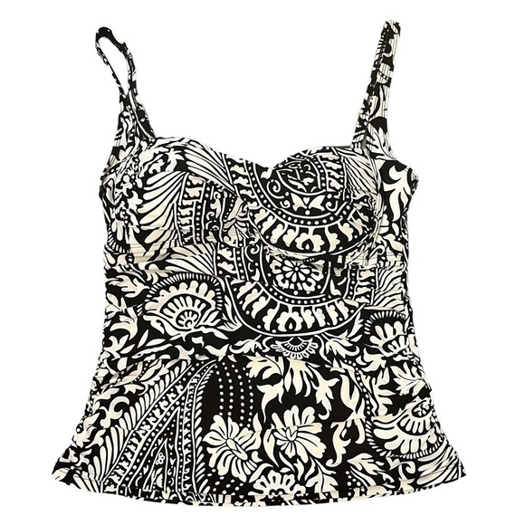 La Blanca Black Henna Tankini Top with Padding & Adjustable Straps - Picture 1 of 16